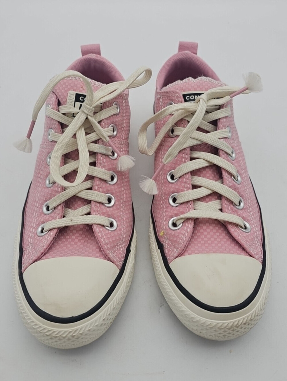 Converse Madison Low Pink Checkers 9.5W Comfy padded collar Frayed laces.